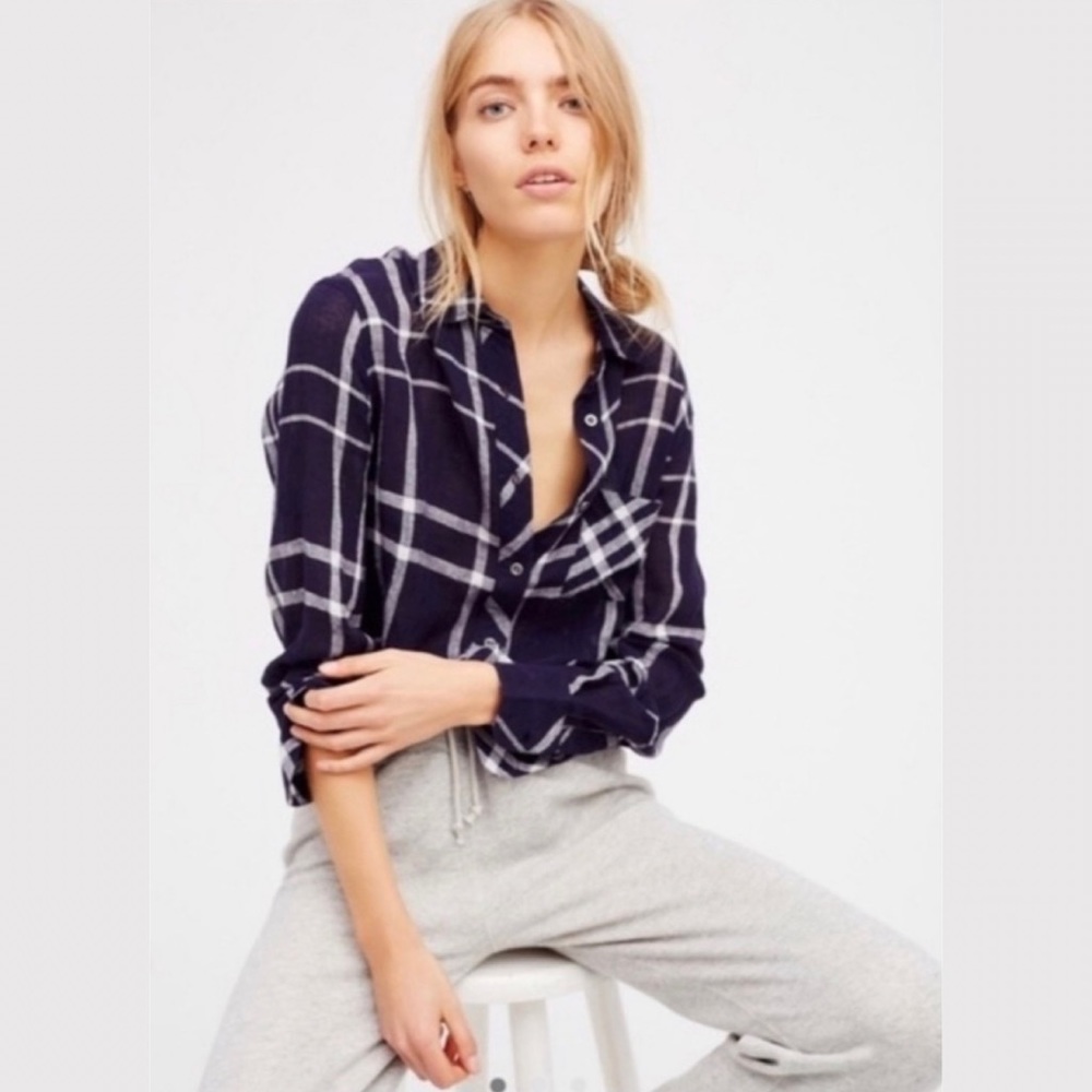 Rails Lurex Hunter Plaid Button Front Plaid Shirt… - image 1